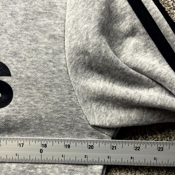 Adidas Essentials Sweatshirt Mens Small Heather Gray 3 Stripes Cotton Authentic - Picture 10 of 13